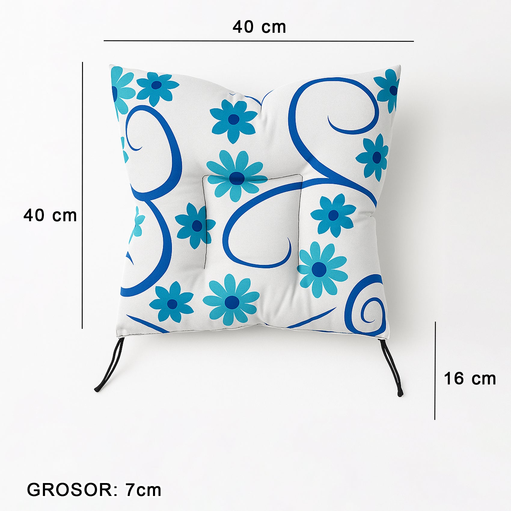 Cojín Para Silla Comedor 6pz Con Cintas De Sujeción Blanco Flores