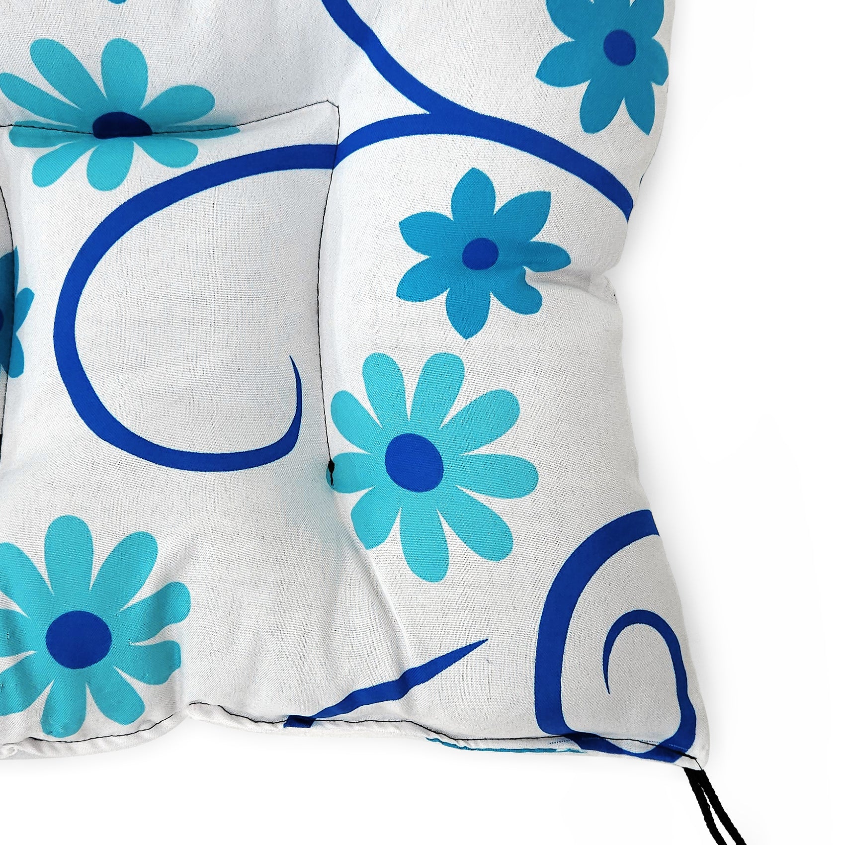Cojín Para Silla Comedor 6pz Con Cintas De Sujeción Blanco Flores