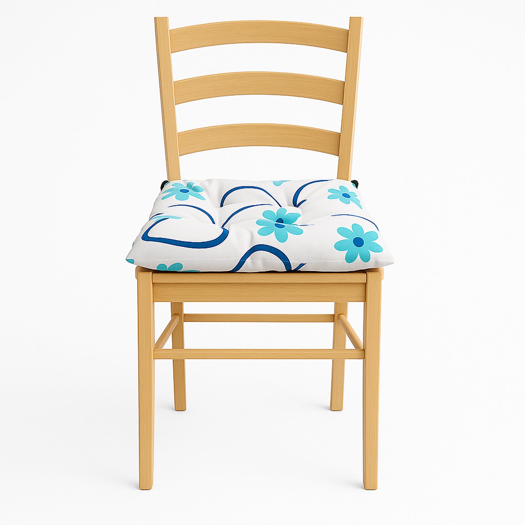 Cojín Para Silla Comedor 6pz Con Cintas De Sujeción Blanco Flores