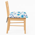 Cojín Para Silla Comedor 6pz Con Cintas De Sujeción Blanco Flores