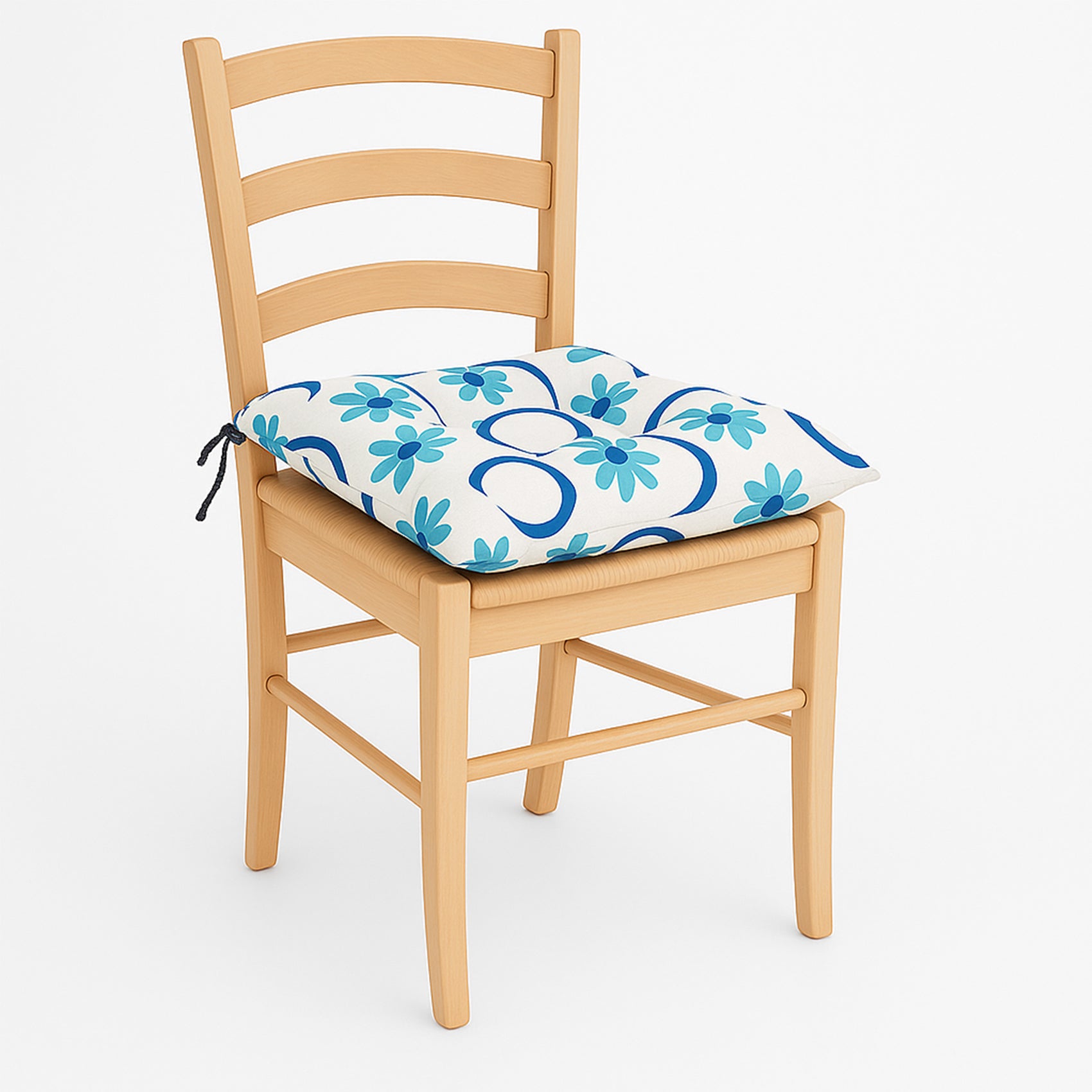 Cojín Para Silla Comedor 6pz Con Cintas De Sujeción Blanco Flores