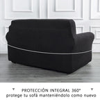 Cubre Sala Set 3 Piezas Estirable Ajuste Perfecto Negro Geométrico