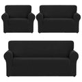 Cubre Sala Set 3 Piezas Estirable Ajuste Perfecto Negro Geométrico