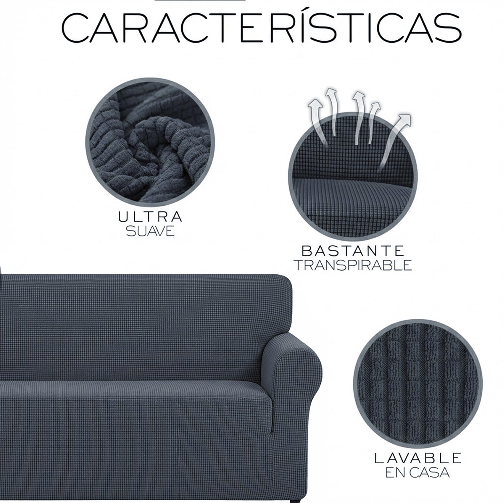Cubre Sala Set 3 Piezas Estirable Ajuste Perfecto Oxford Geométrico
