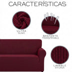Cubre Sala Set 3 Piezas Estirable Ajuste Perfecto Vino Geométrico