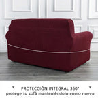 Cubre Sala Set 3 Piezas Estirable Ajuste Perfecto Vino Geométrico