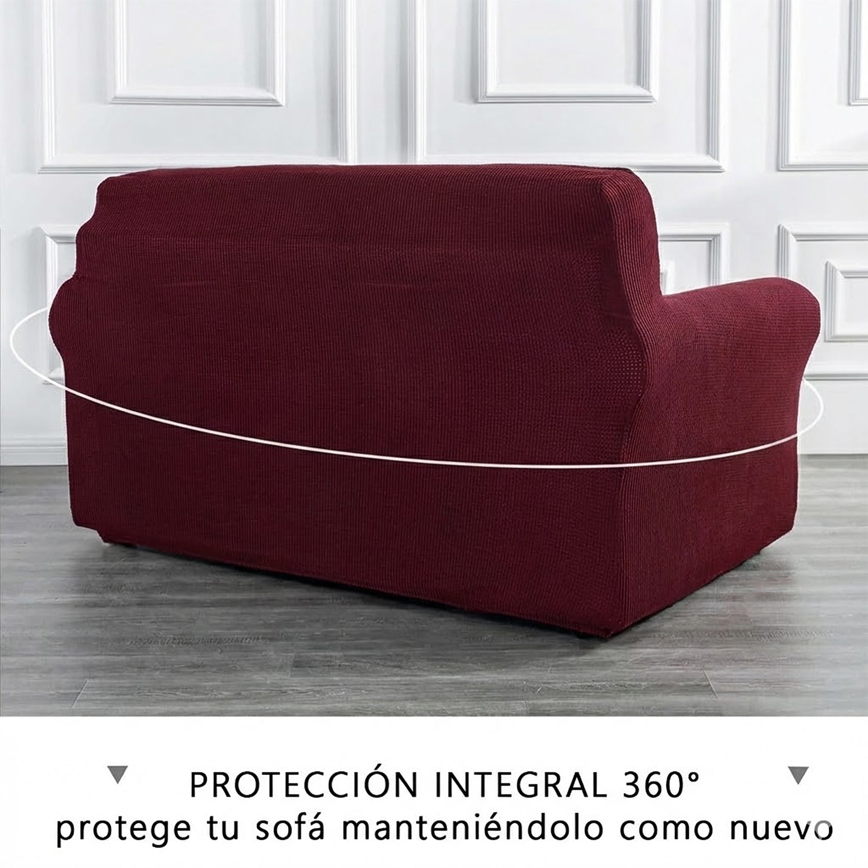 Cubre Sala Set 3 Piezas Estirable Ajuste Perfecto Vino Geométrico