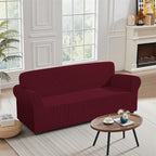 Cubre Sala Set 3 Piezas Estirable Ajuste Perfecto Vino Geométrico