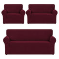 Cubre Sala Set 3 Piezas Estirable Ajuste Perfecto Vino Geométrico