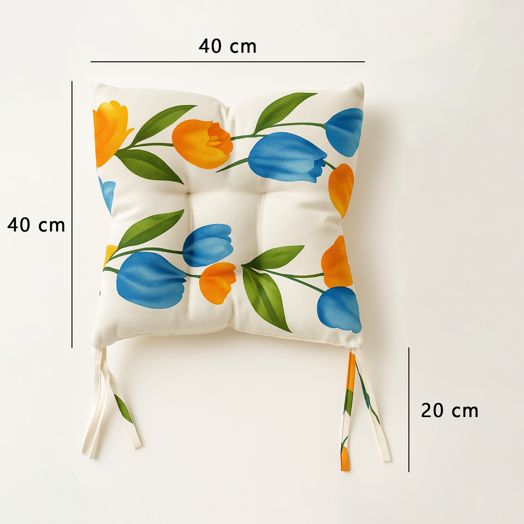 Cojín Para Silla Comedor 6pz Con Cintas De Sujeción Flores