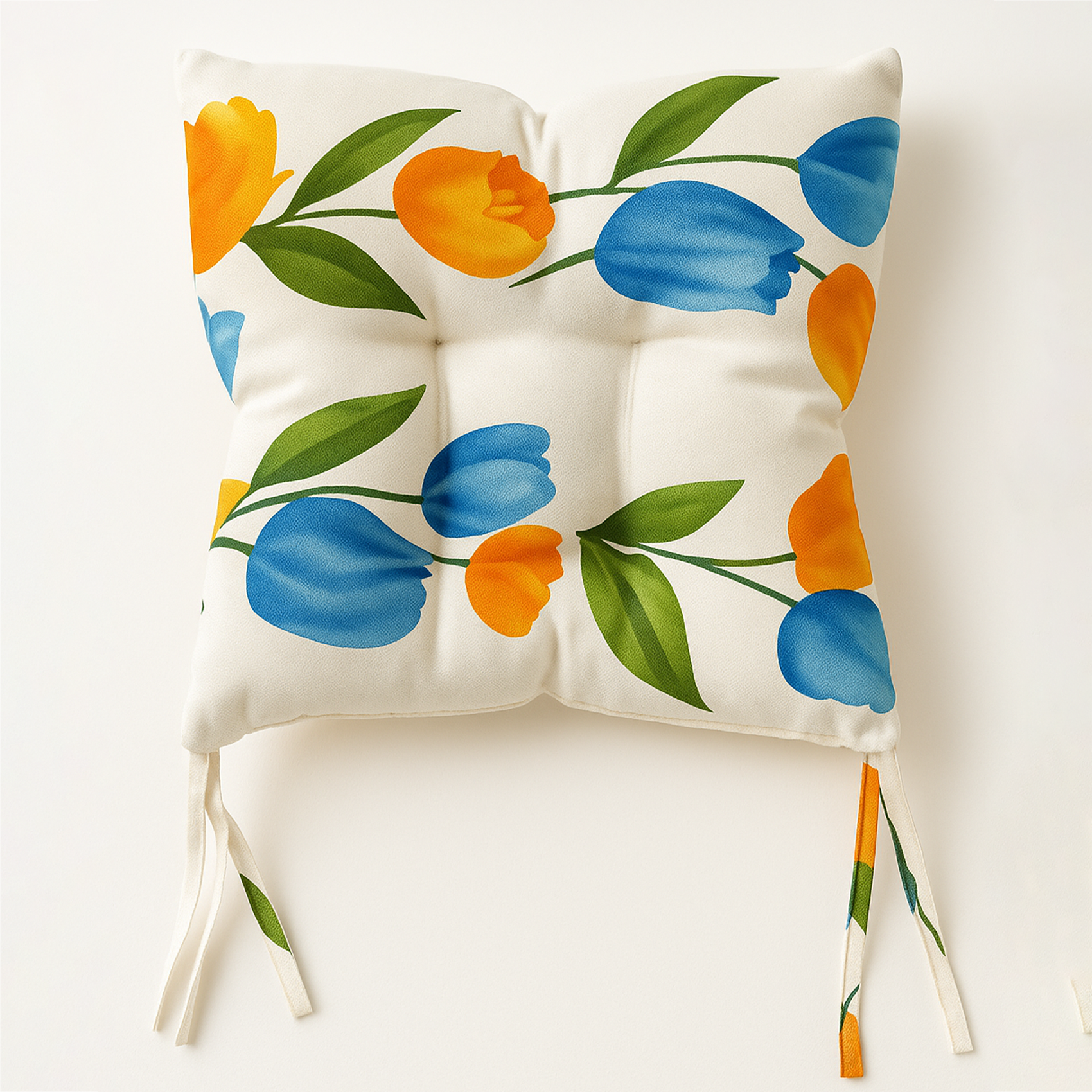 Cojín Para Silla Comedor 6pz Con Cintas De Sujeción Flores