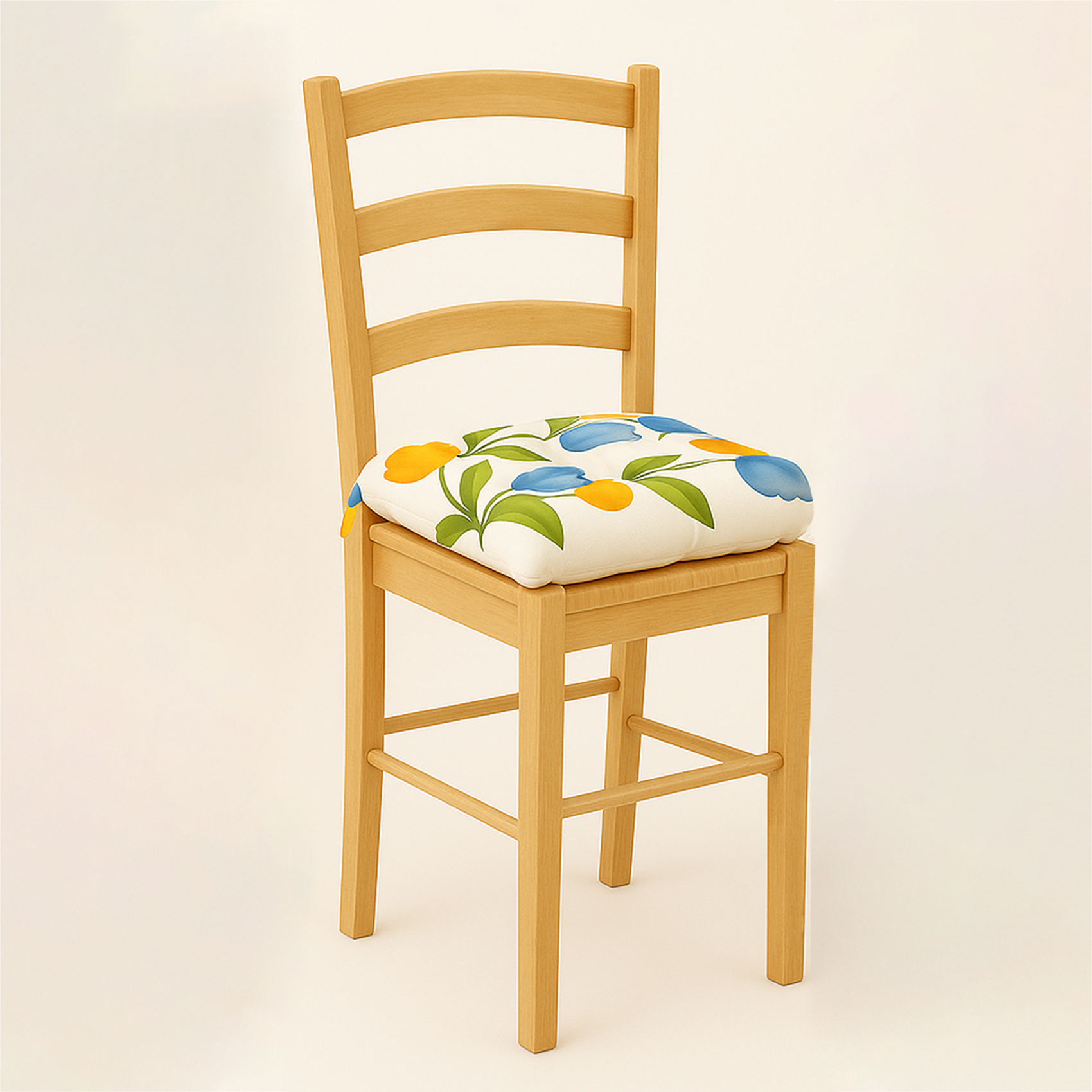 Cojín Para Silla Comedor 6pz Con Cintas De Sujeción Flores