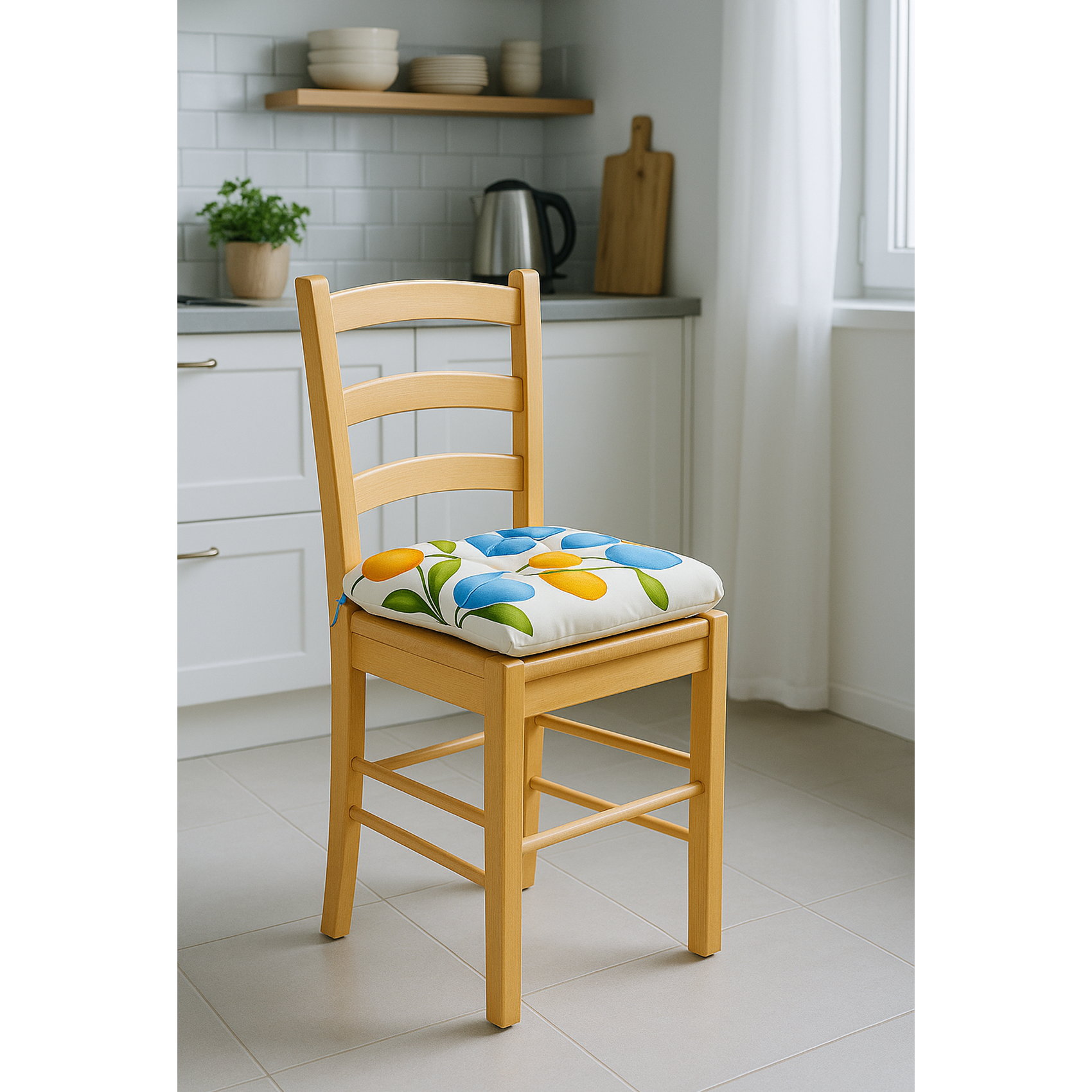 Cojín Para Silla Comedor 6pz Con Cintas De Sujeción Flores