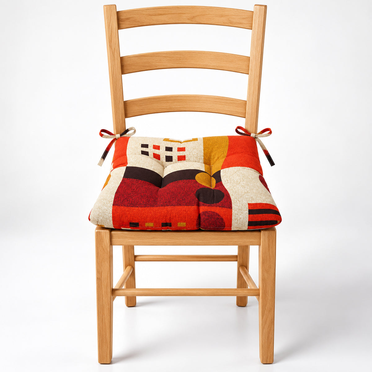 Cojín Para Silla Comedor 6pz Con Cintas De Sujeción Terracota