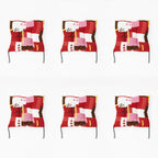 Cojín Para Silla Comedor 6pz Con Cintas De Sujeción Geométrico Rojos