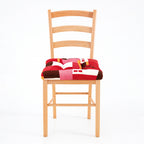 Cojín Para Silla Comedor 6pz Con Cintas De Sujeción Geométrico Rojos