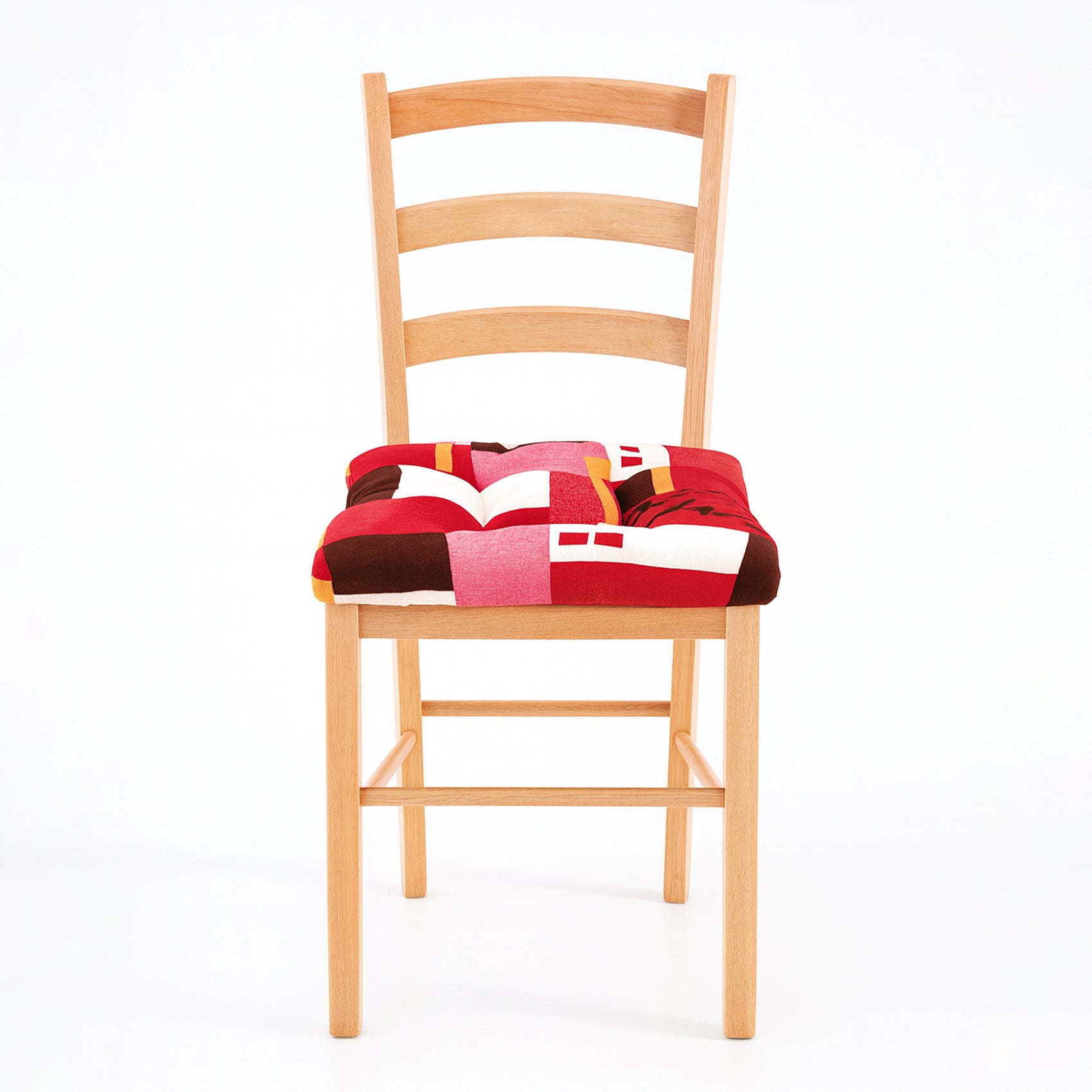 Cojín Para Silla Comedor 6pz Con Cintas De Sujeción Geométrico Rojos
