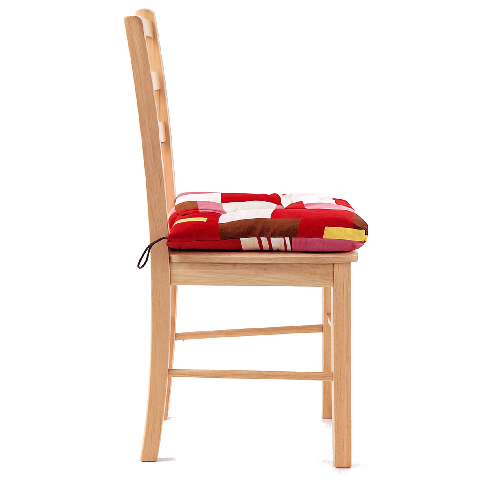 Cojín Para Silla Comedor 6pz Con Cintas De Sujeción Geométrico Rojos