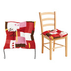 Cojín Para Silla Comedor 6pz Con Cintas De Sujeción Geométrico Rojos