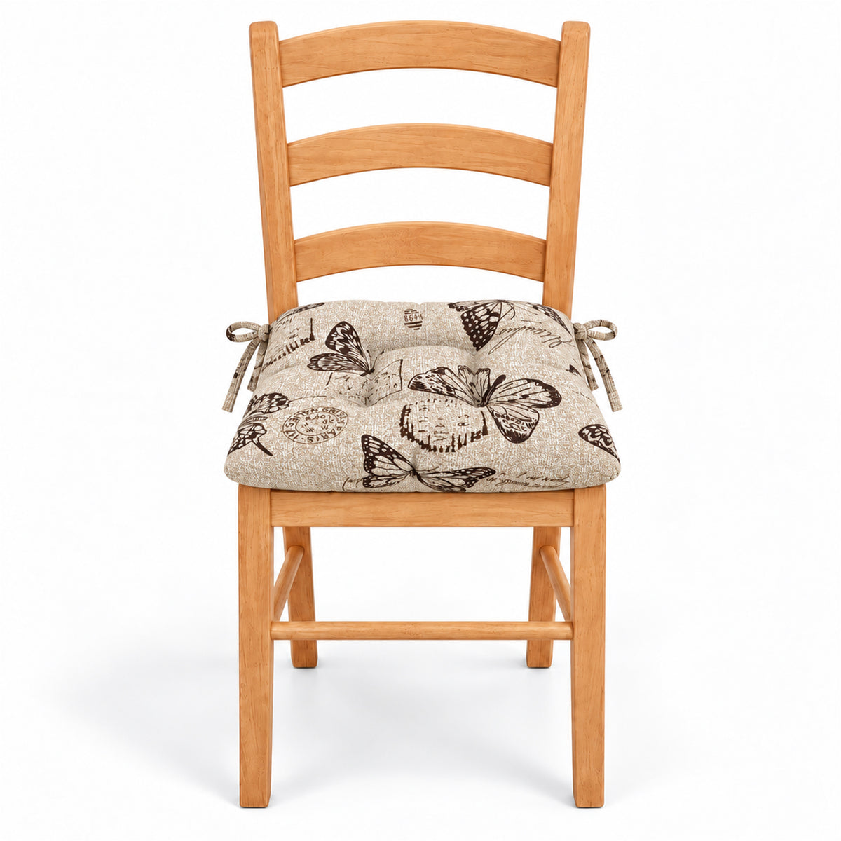 Cojín Para Silla Comedor 6pz Con Cintas De Sujeción Mariposas