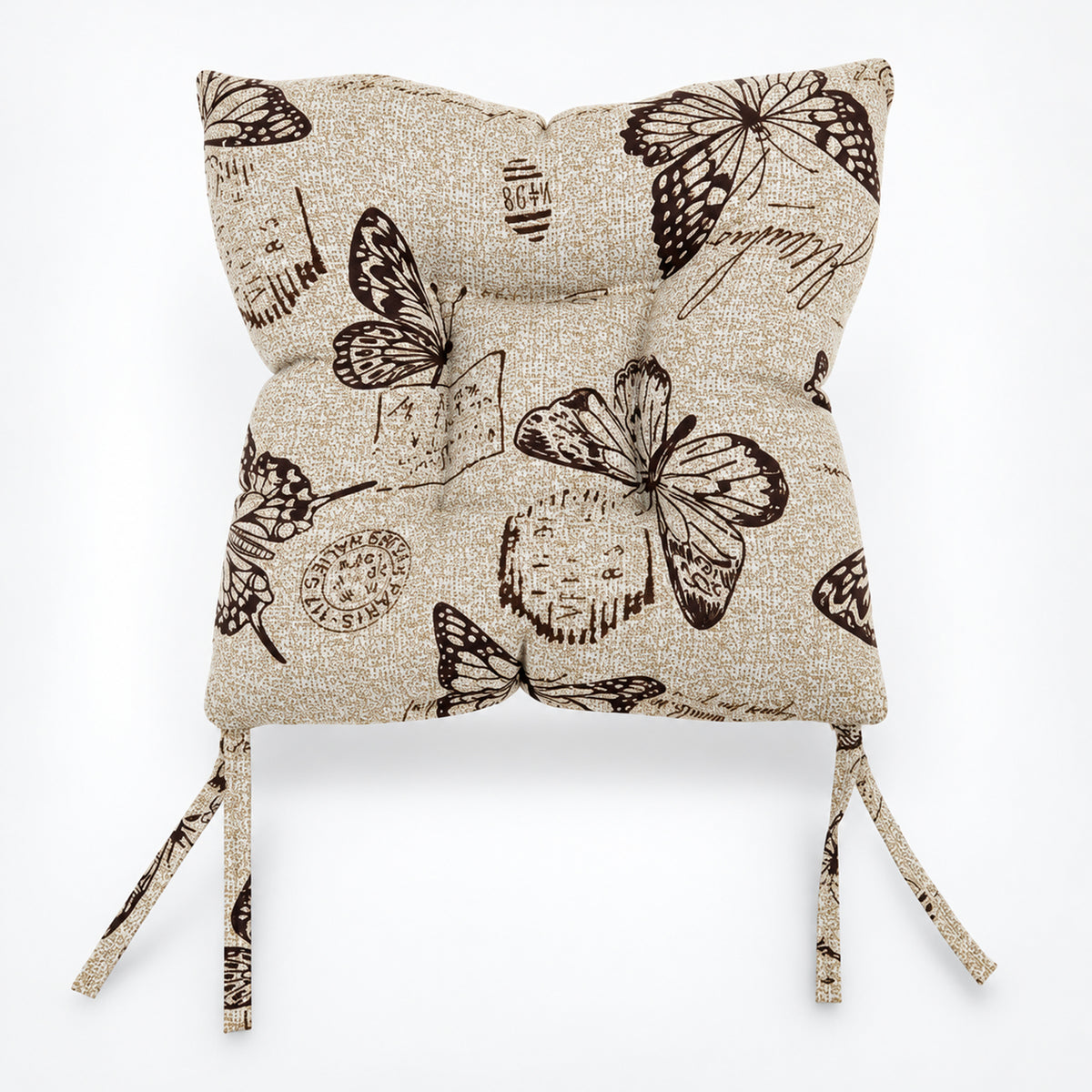 Cojín Para Silla Comedor 6pz Con Cintas De Sujeción Mariposas