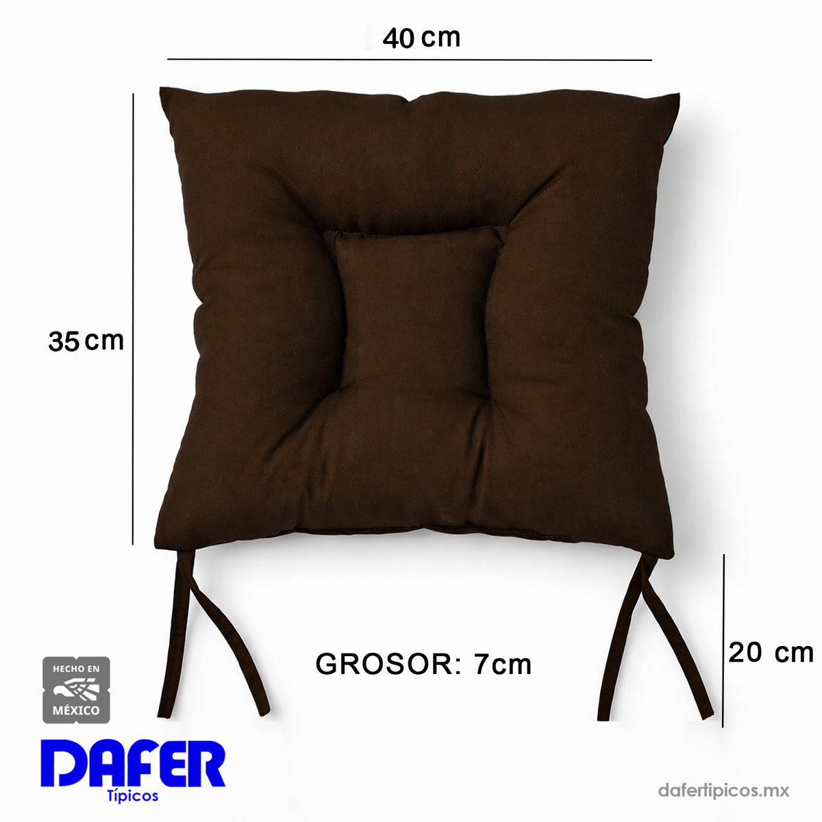 Cojín Para Silla Comedor 6pz Con Cintas De Sujeción Marrón Oscuro