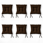 Cojín Para Silla Comedor 6pz Con Cintas De Sujeción Marrón Oscuro