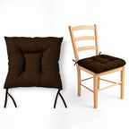 Cojín Para Silla Comedor 6pz Con Cintas De Sujeción Marrón Oscuro