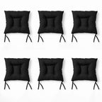Cojín Para Silla Comedor 6pz Con Cintas De Sujeción Negro