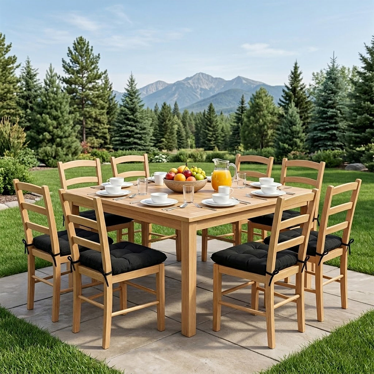Cojín Para Silla Comedor 6pz Con Cintas De Sujeción Negro