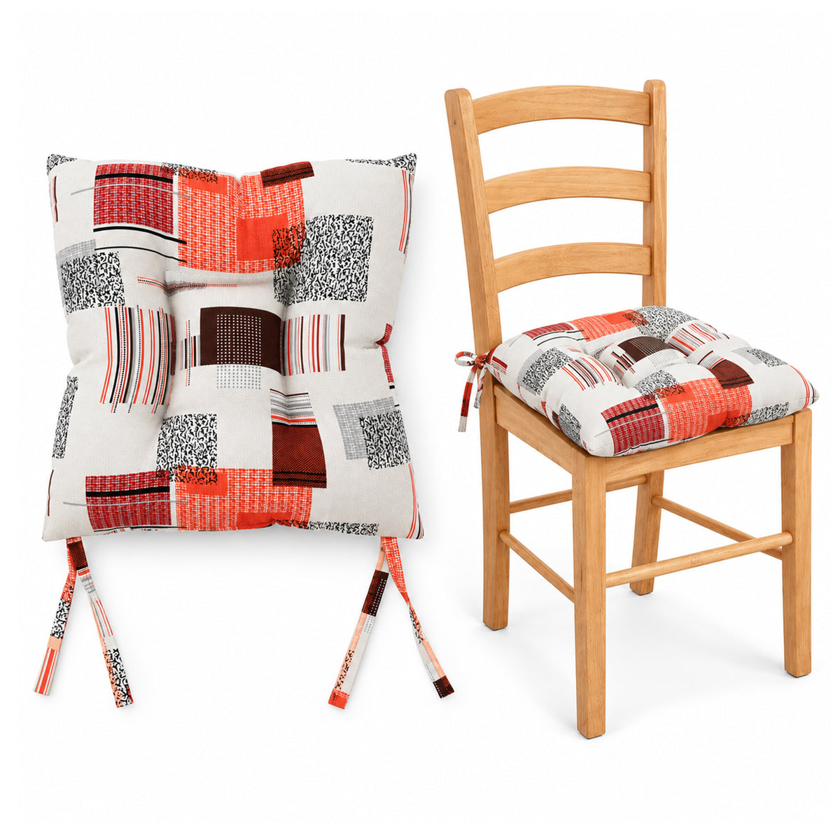Cojín Para Silla Comedor 6pz Con Cintas De Sujeción Codigo QR