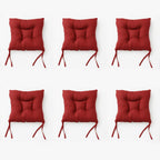 Cojín Para Silla Comedor 6pz Con Cintas De Sujeción Rojo