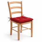 Cojín Para Silla Comedor 6pz Con Cintas De Sujeción Rojo