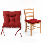 Cojín Para Silla Comedor 6pz Con Cintas De Sujeción Rojo
