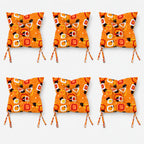 Cojín Para Silla Comedor 6pz Con Cintas De Sujeción Óvalos Naranja