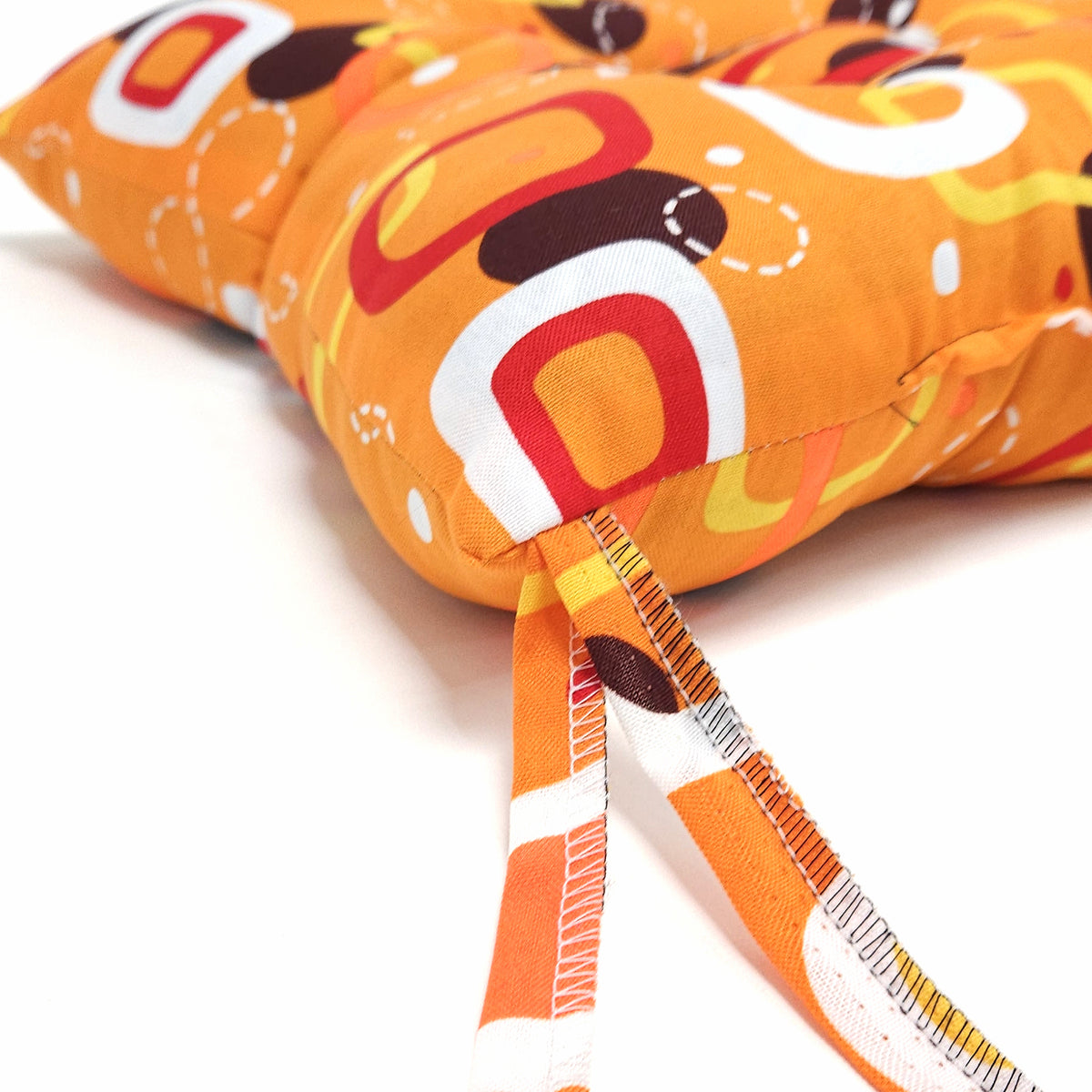 Cojín Para Silla Comedor 6pz Con Cintas De Sujeción Óvalos Naranja