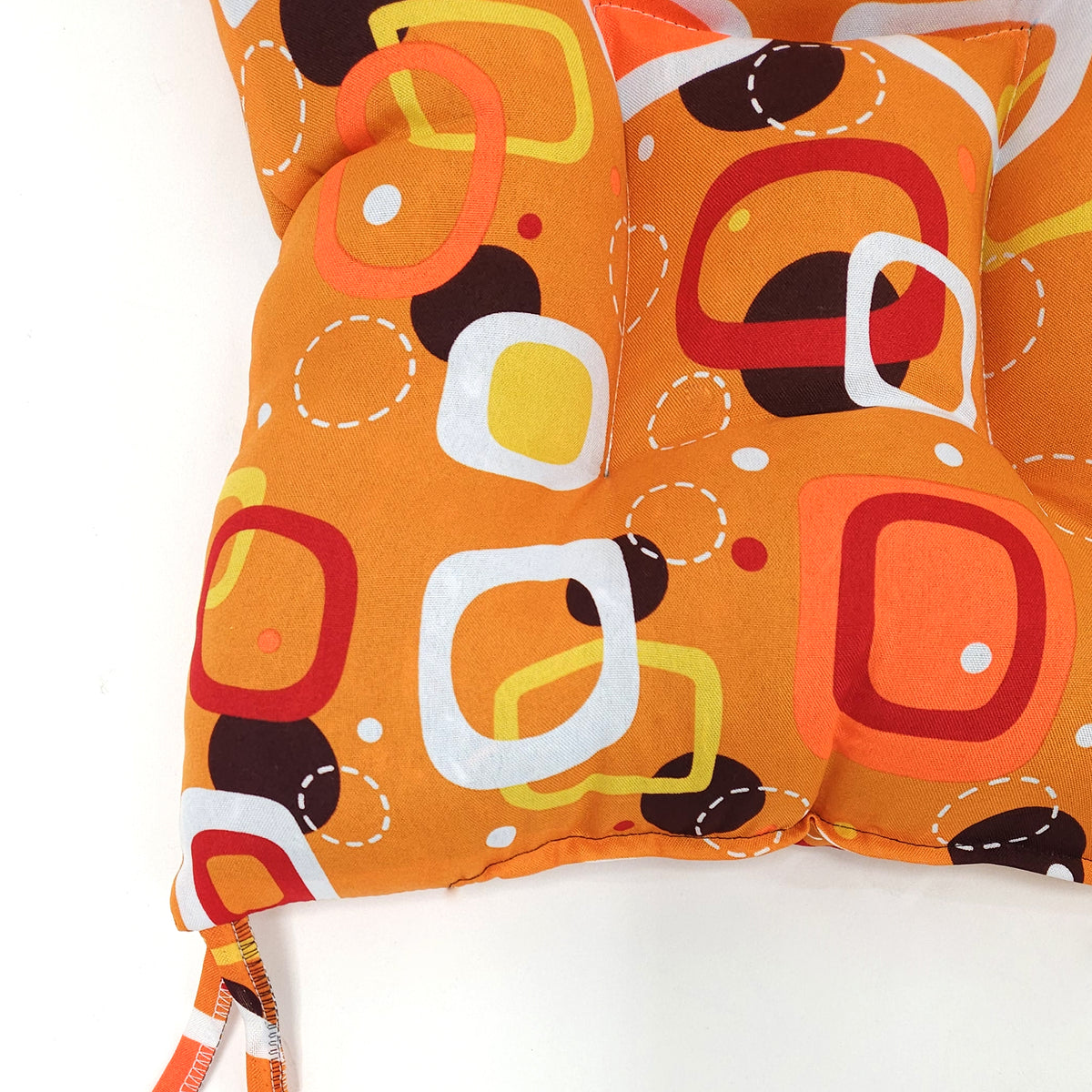 Cojín Para Silla Comedor 6pz Con Cintas De Sujeción Óvalos Naranja