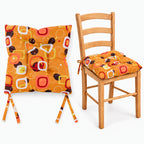 Cojín Para Silla Comedor 6pz Con Cintas De Sujeción Óvalos Naranja