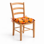 Cojín Para Silla Comedor 6pz Con Cintas De Sujeción Óvalos Naranja
