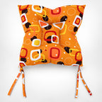 Cojín Para Silla Comedor 6pz Con Cintas De Sujeción Óvalos Naranja