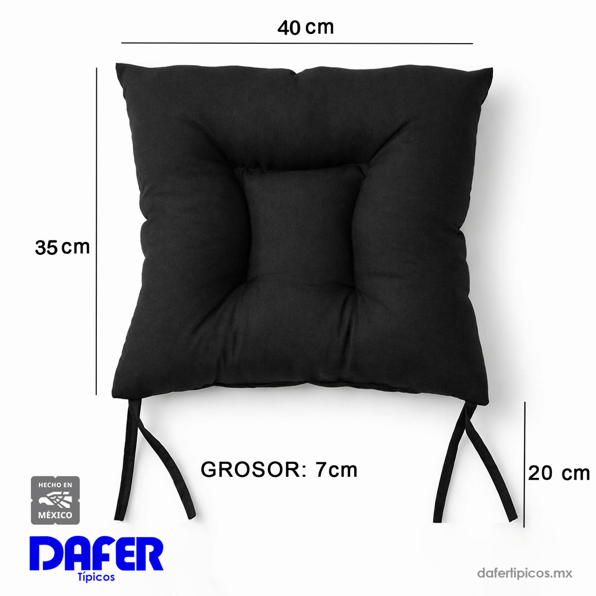 Cojín Para Silla Comedor 6pz Con Cintas De Sujeción Negro