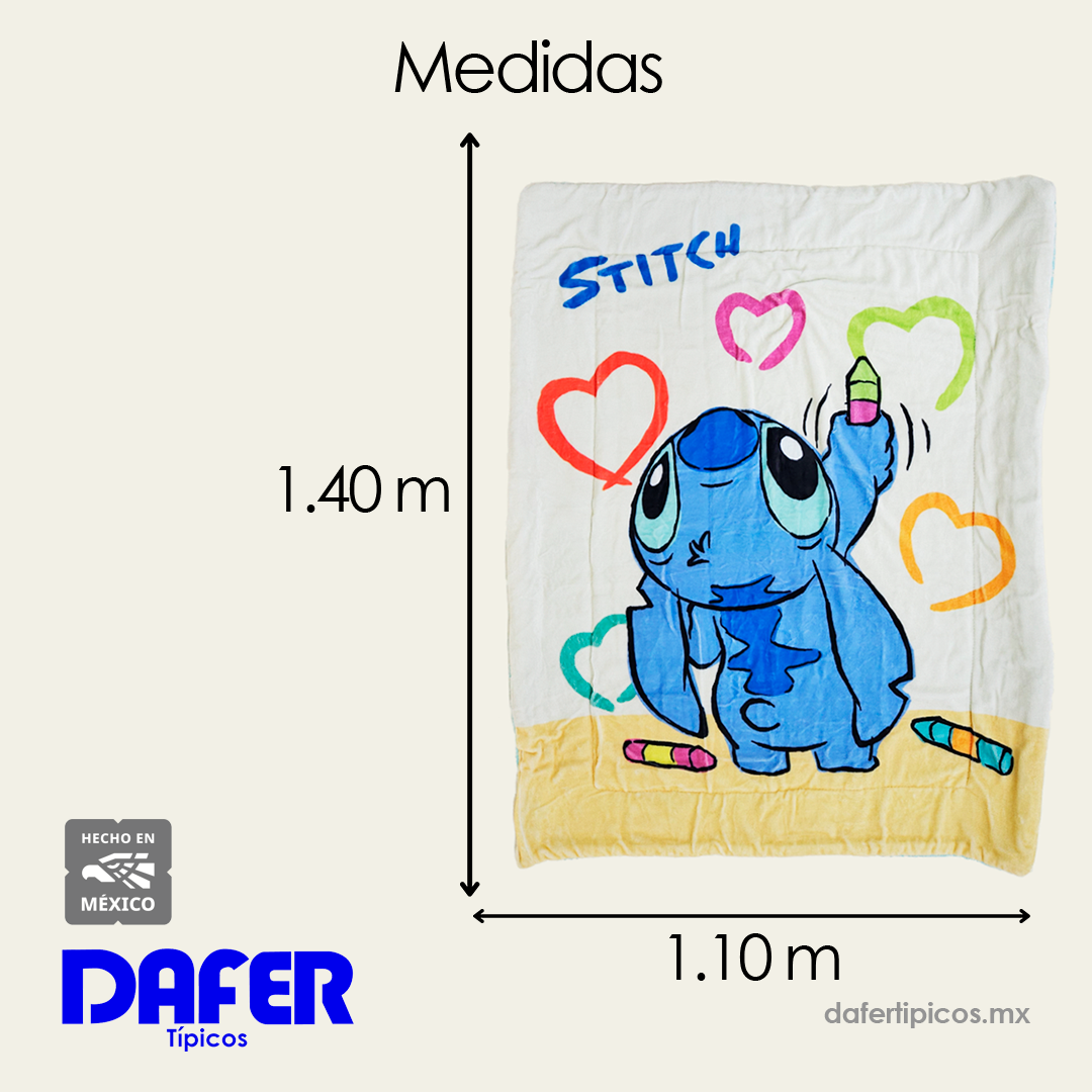 Cobertor Edredón Cunero Para Bebé 1.10mx1.40m Providencia® Stitch Artista