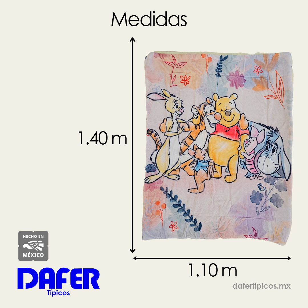 Cobertor Edredón Cunero Para Bebé 1.10mx1.40m Providencia® Pooh-Amigos