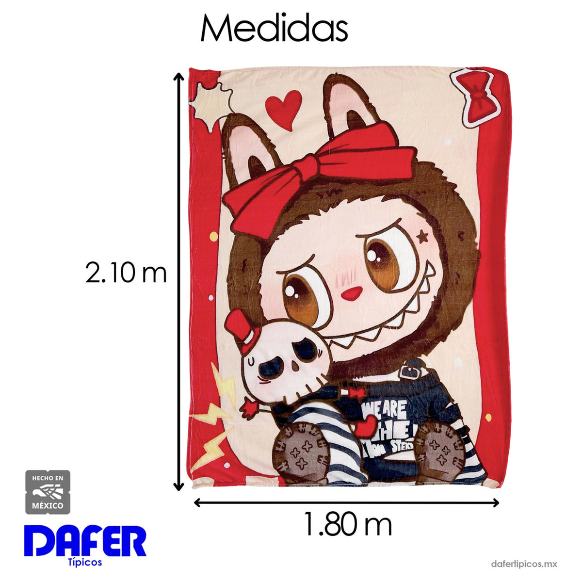 Cobertor Ligero Super Suave Matrimonial Diseños Providencia® Labubú Calaverita