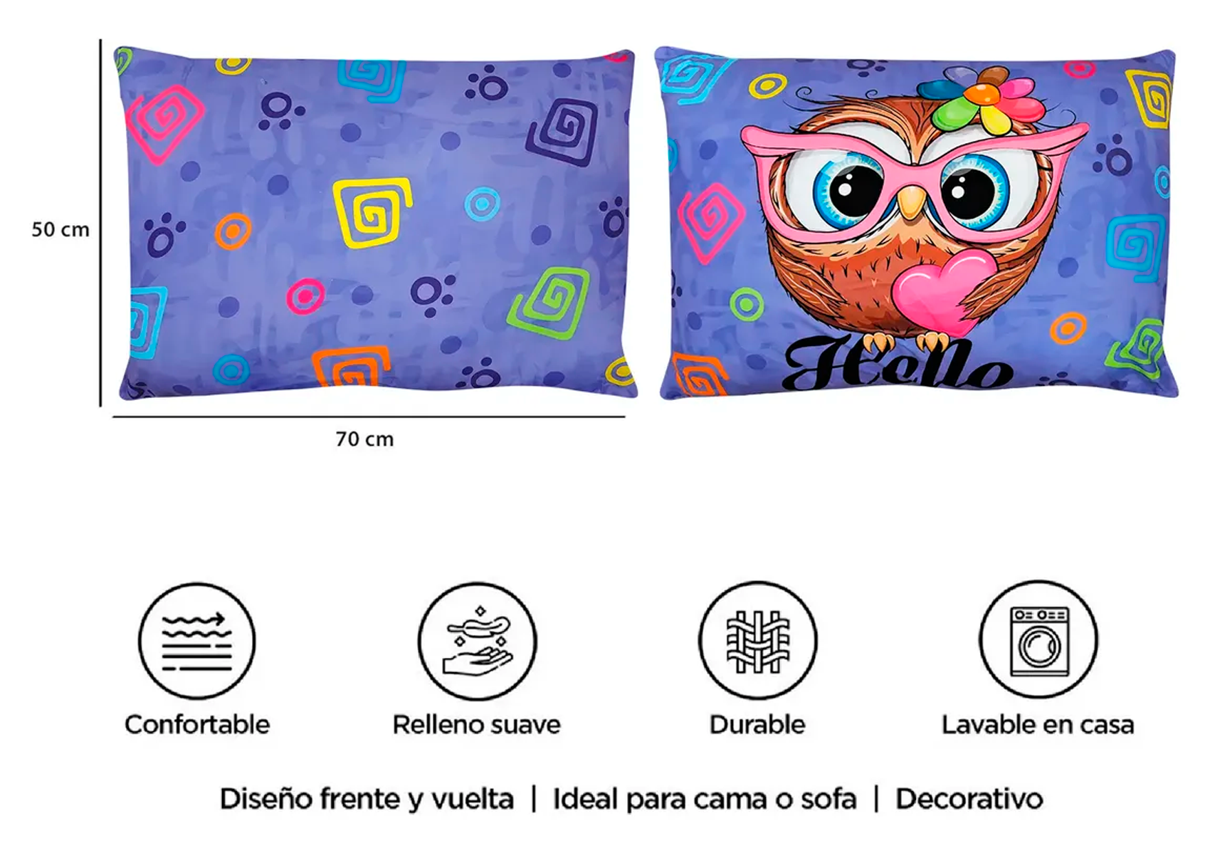 Almohada Decorativa 70x50cm Marca Providencia® Buho