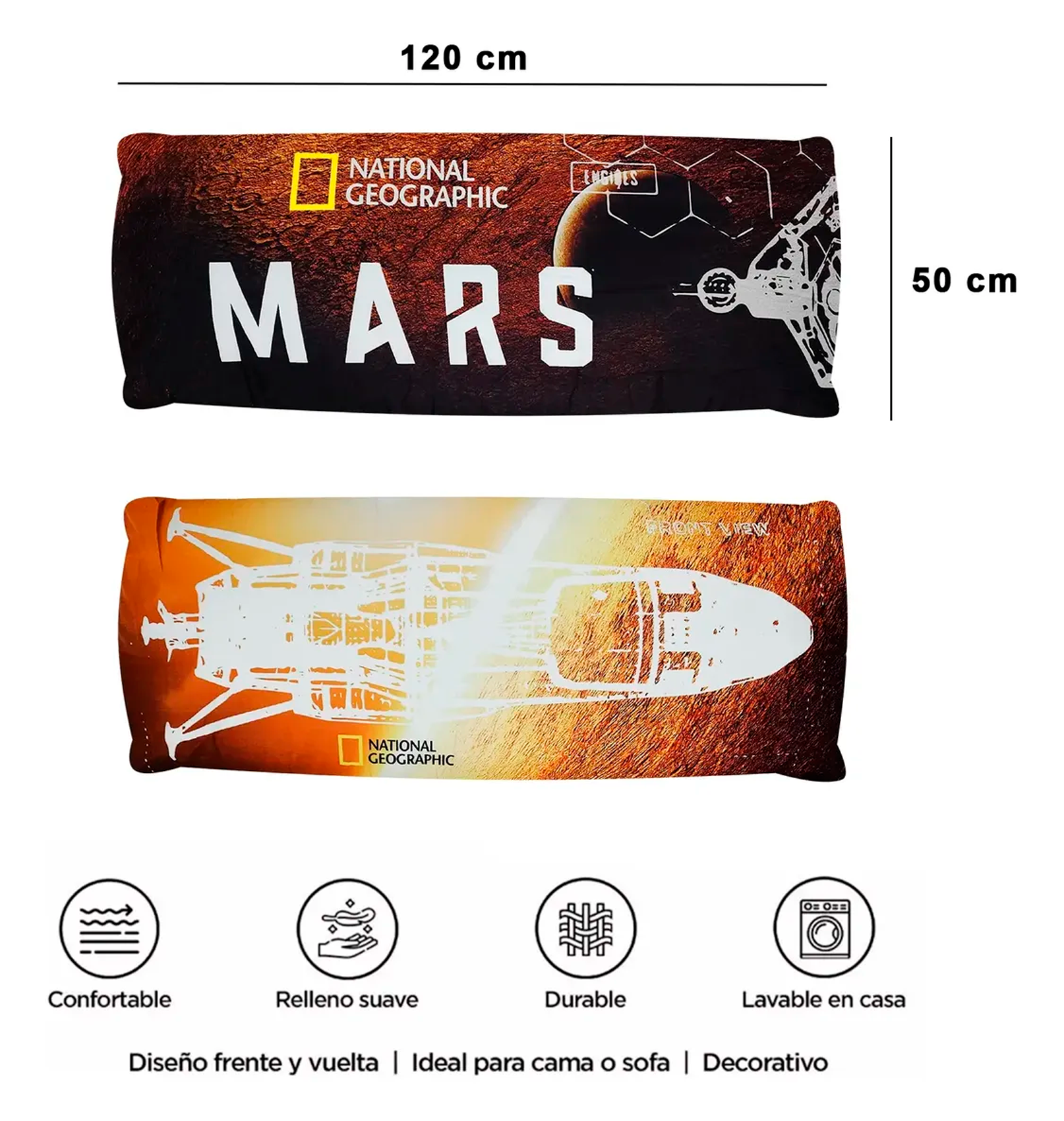 Almohada Súper Jumbo Ligera 120x50 Doble Vista Providencia® National Geographic Mars