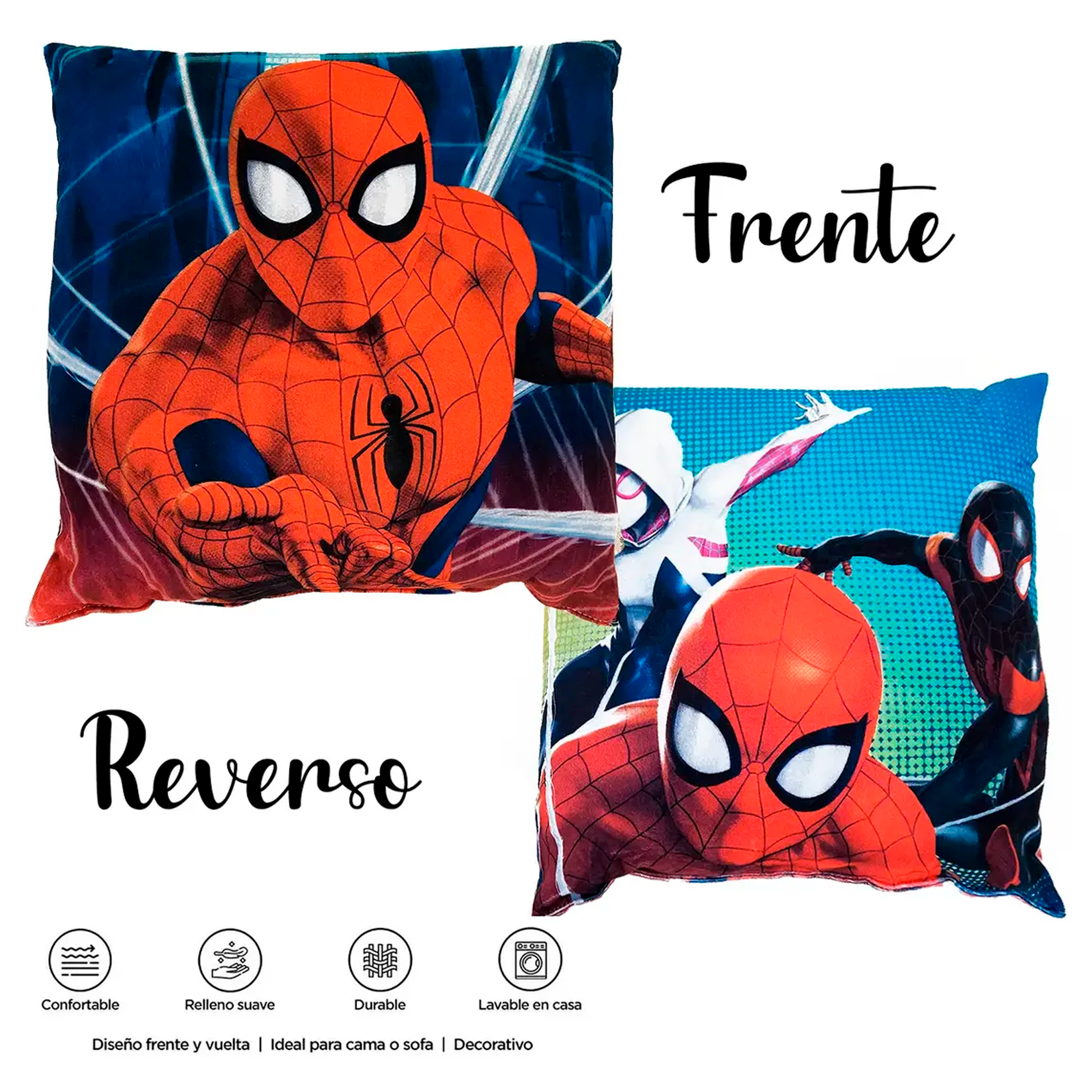 Cojín Reversible Infantil 45x45 Ultra Suave Providencia® Spider Man