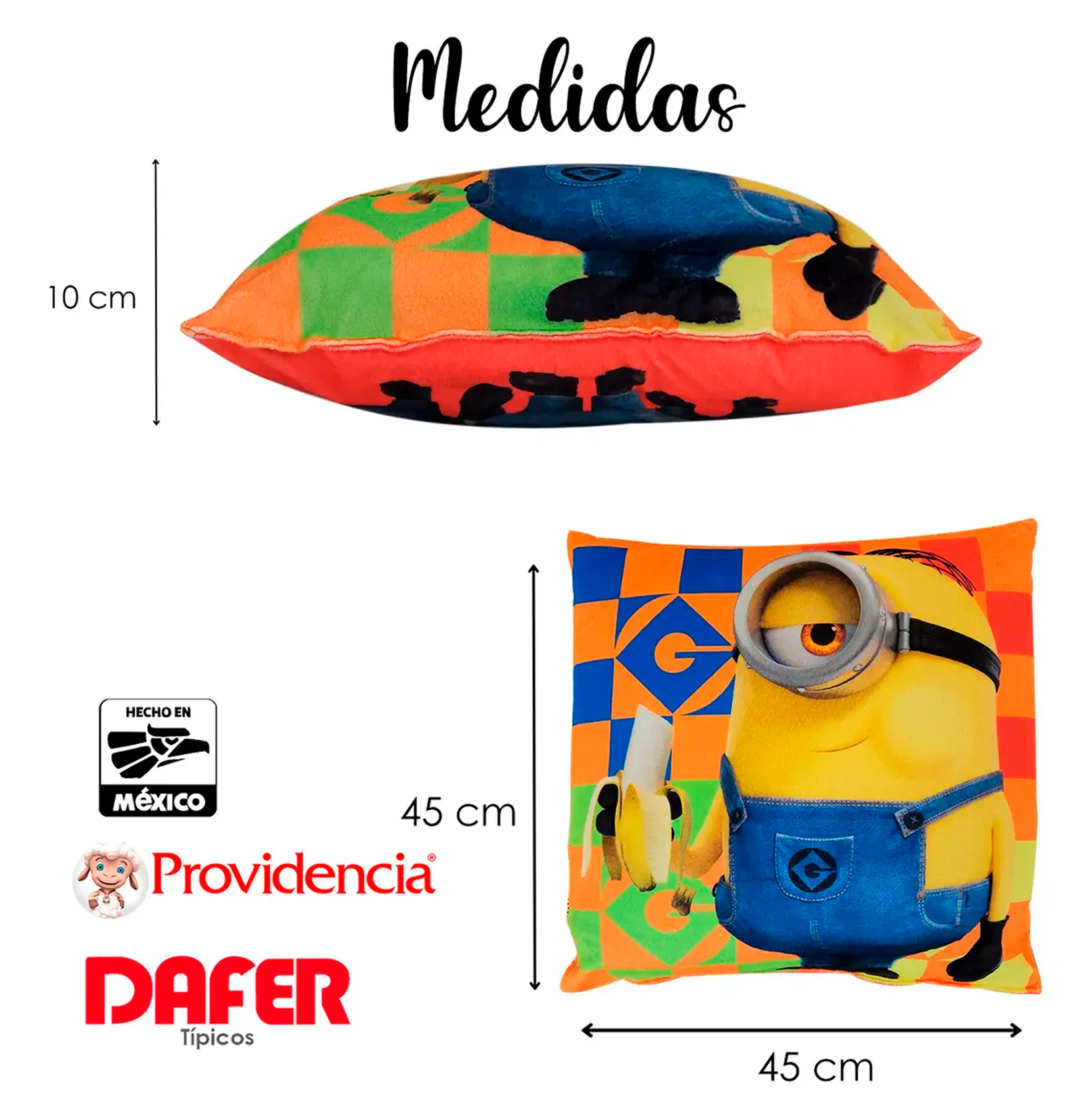 Cojín Reversible Infantil 45x45 Ultra Suave Providencia® Minión Banana