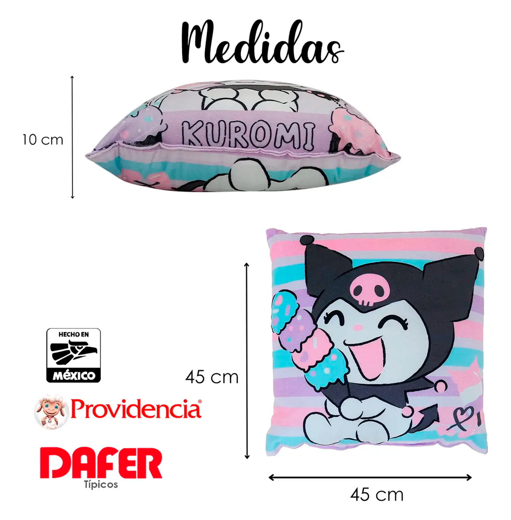 Cojín Reversible Infantil 45x45 Ultra Suave Providencia® Kuromi Dulce