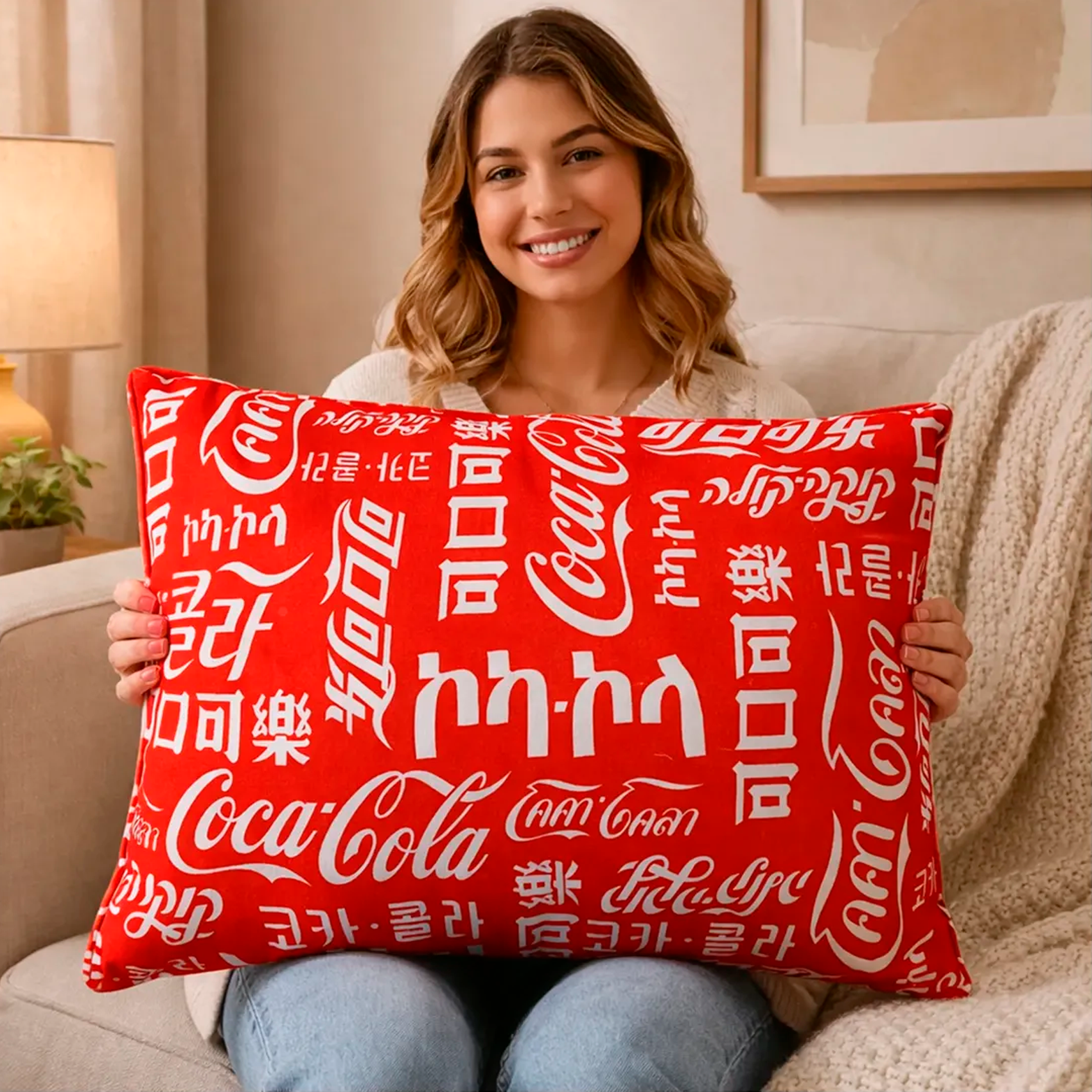 Almohada Ultra Suave Varios Diseños Decoración Modfull Prin® Coca Cola Idiomas